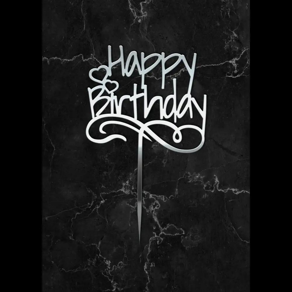 Cake Topper ’Happy Wishes’ - Acryl Silber - Sugar Sweet Kitchen