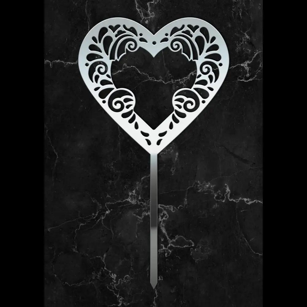 Cake Topper ’Herzklopfen’ - Acryl Silber - Sugar Sweet Kitchen