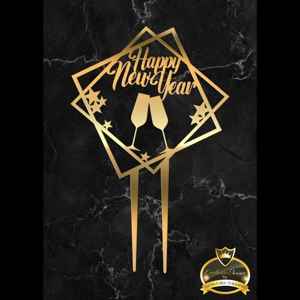 Cake Topper ’Silvestermagie’ - Acryl Gold - Sugar Sweet Kitchen