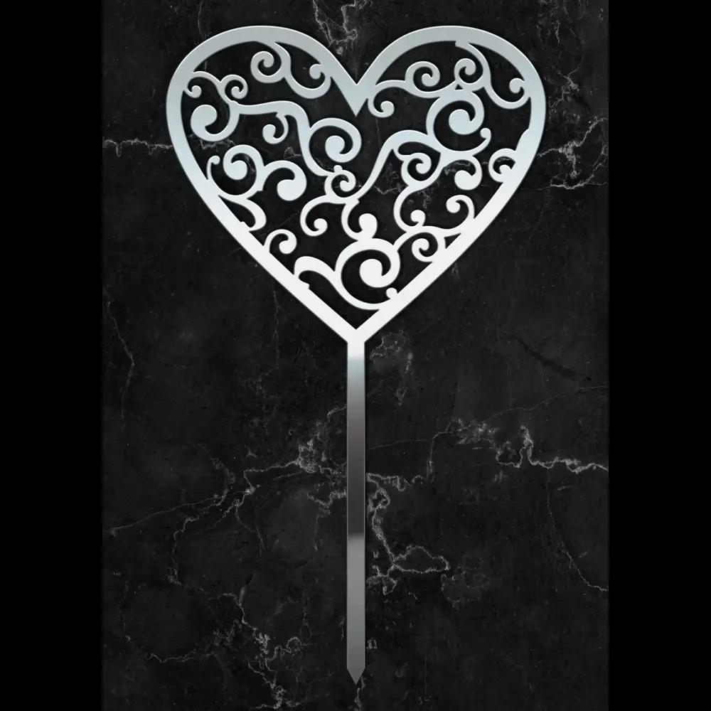 Cake Topper ’Herzschlag’ - Acryl Silber - Sugar Sweet Kitchen