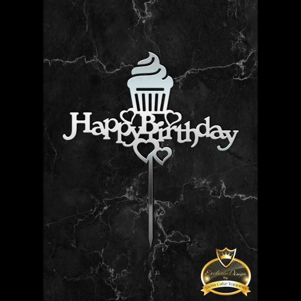 Cake Topper ’Cupcake’ - Acryl Silber - Sugar Sweet Kitchen