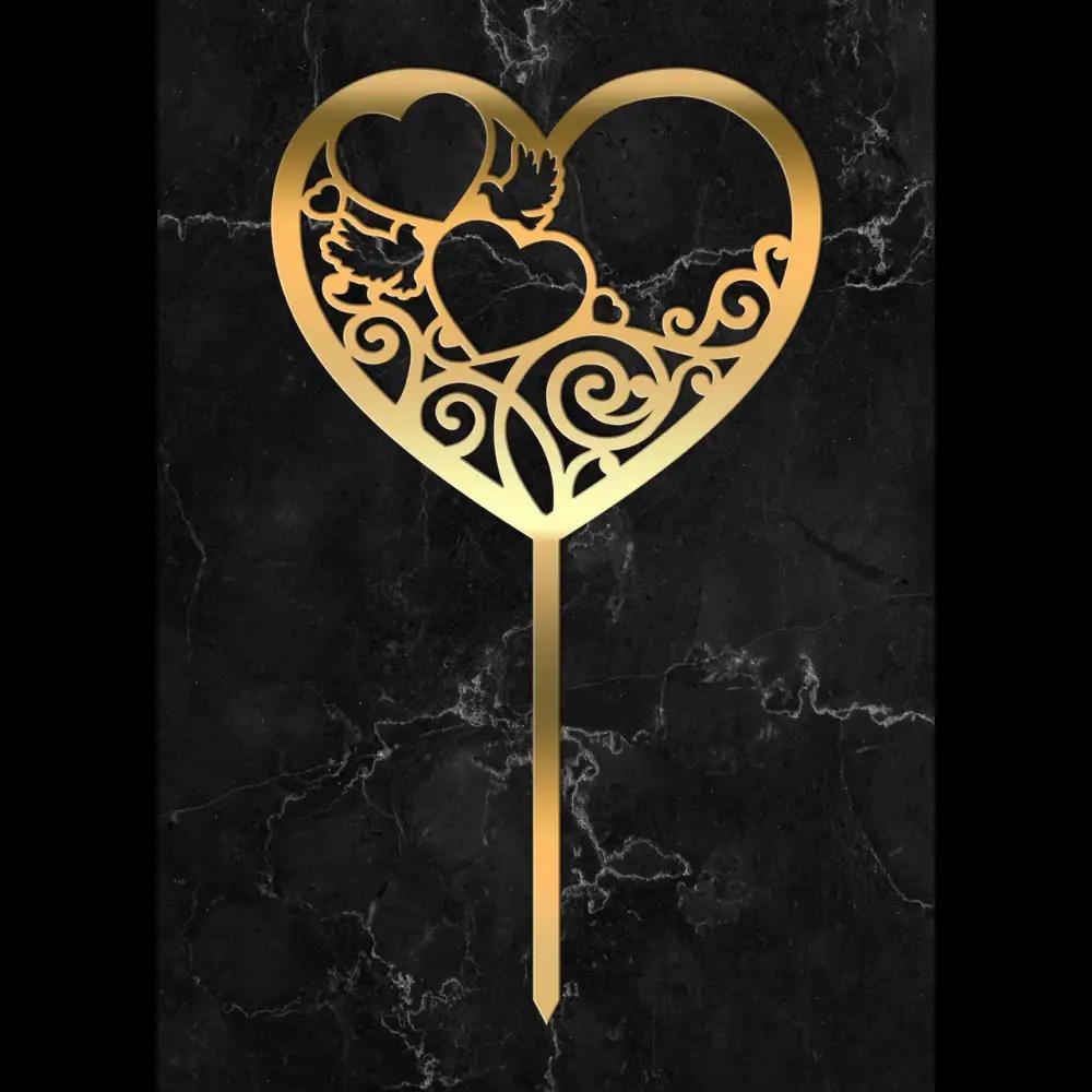 Cake Topper ’Vertraute Herzen’ - Acryl Gold - Sugar Sweet Kitchen