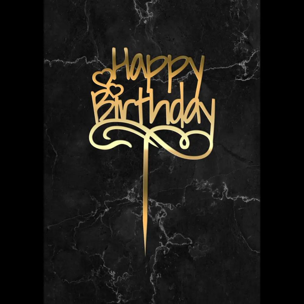 Cake Topper ’Happy Wishes’ - Acryl Gold - Sugar Sweet Kitchen