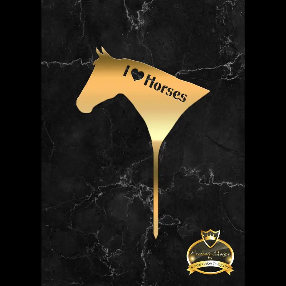 Cake Topper ’Horse Love’ - Acryl Gold - Sugar Sweet Kitchen
