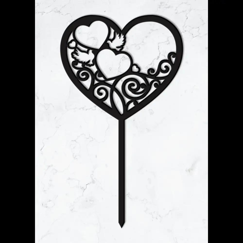 Cake Topper ’Vertraute Herzen’ - Acryl Schwarz - Sugar Sweet Kitchen