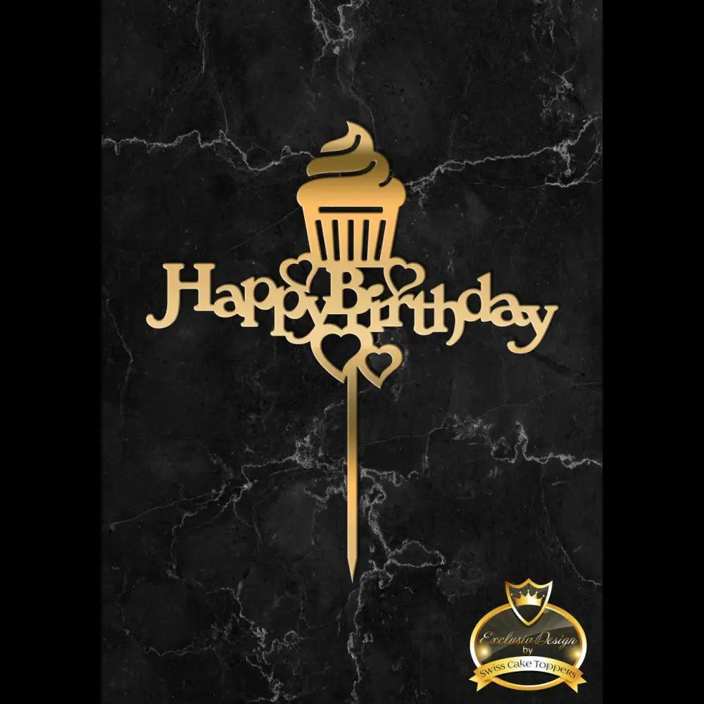 Cake Topper ’Cupcake’ - Acryl Gold - Sugar Sweet Kitchen