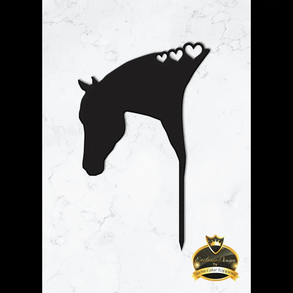 Cake Topper ’Herzenspferd’ - Acryl Schwarz - Sugar Sweet Kitchen
