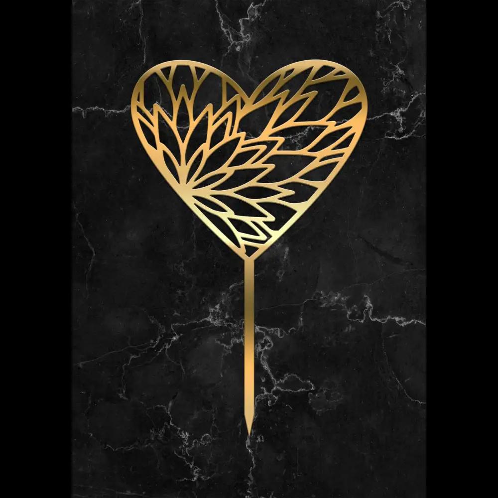 Cake Topper ’Golden Heart’ - Acryl Gold - Sugar Sweet Kitchen