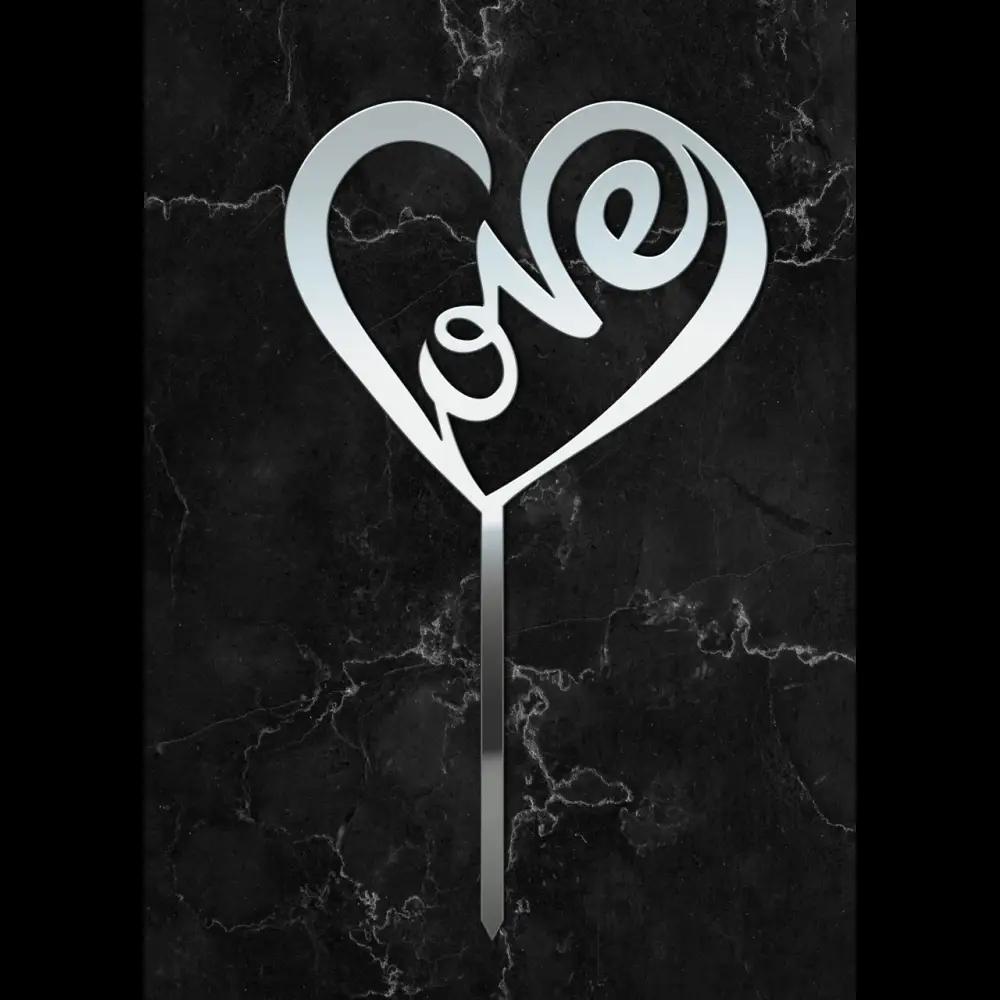 Cake Topper ’True Love’ - Acryl Silber - Sugar Sweet Kitchen