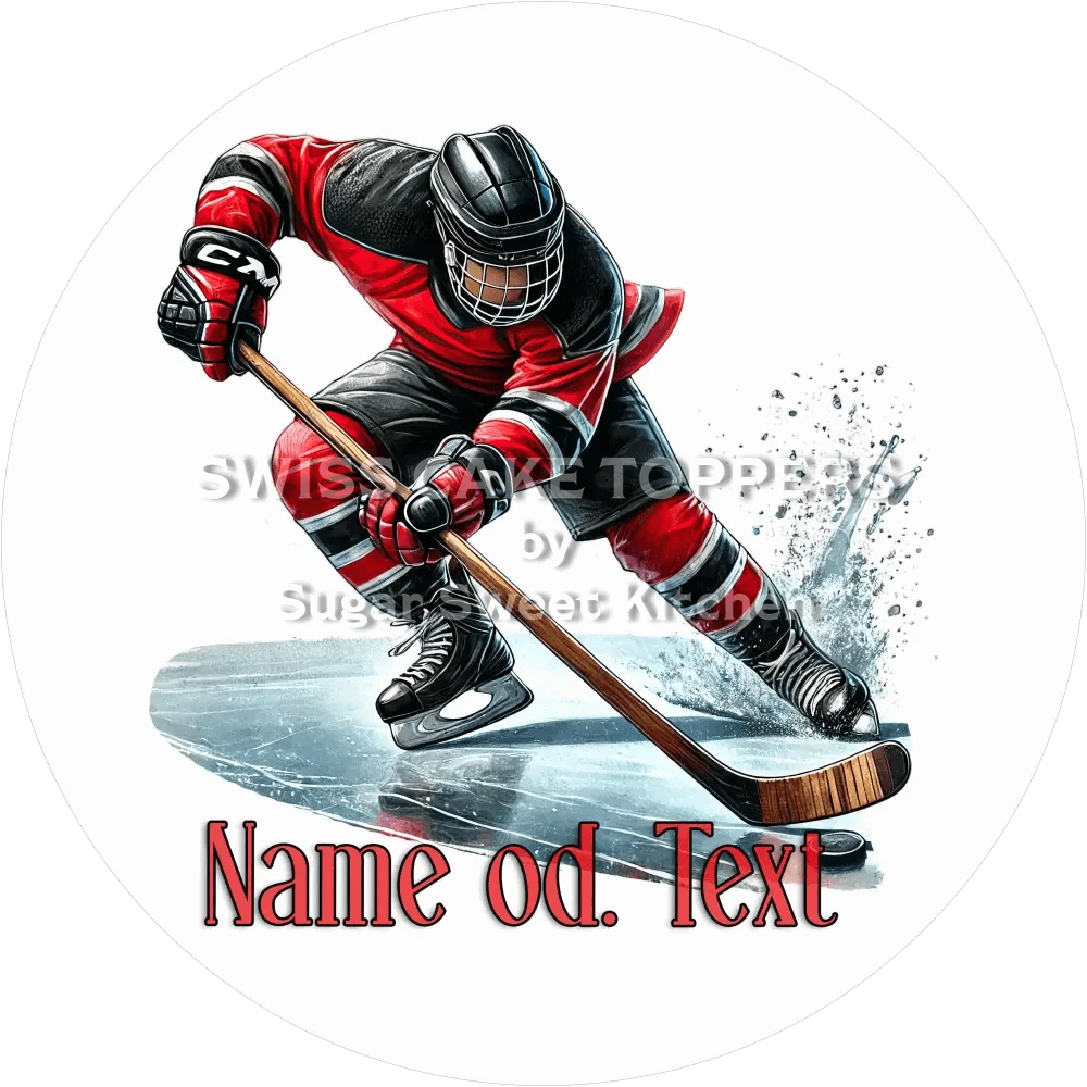 Individueller Eishockey-Tortenaufleger8 mit Name od. Text - Fondant- Torten- & Cupcakeaufleger Sugar Sweet Kitchen