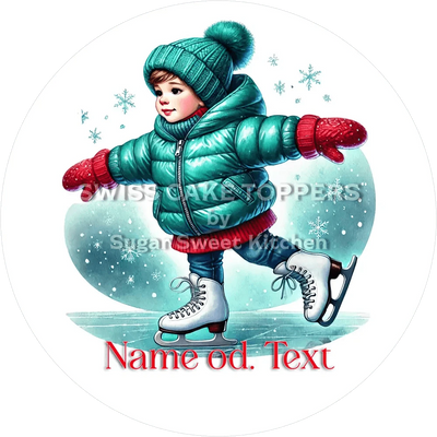 Individueller Eiskunstlauf-Tortenaufleger1 mit Name od. Text