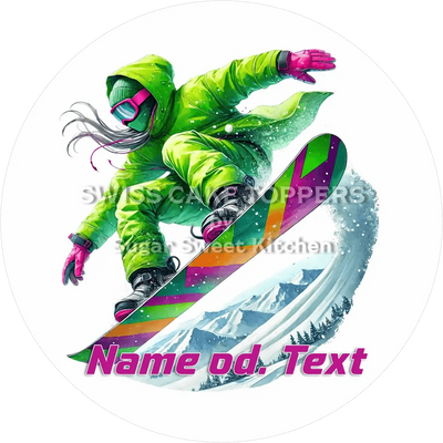 Individueller Snowboard-Tortenaufleger1 mit Name od. Text