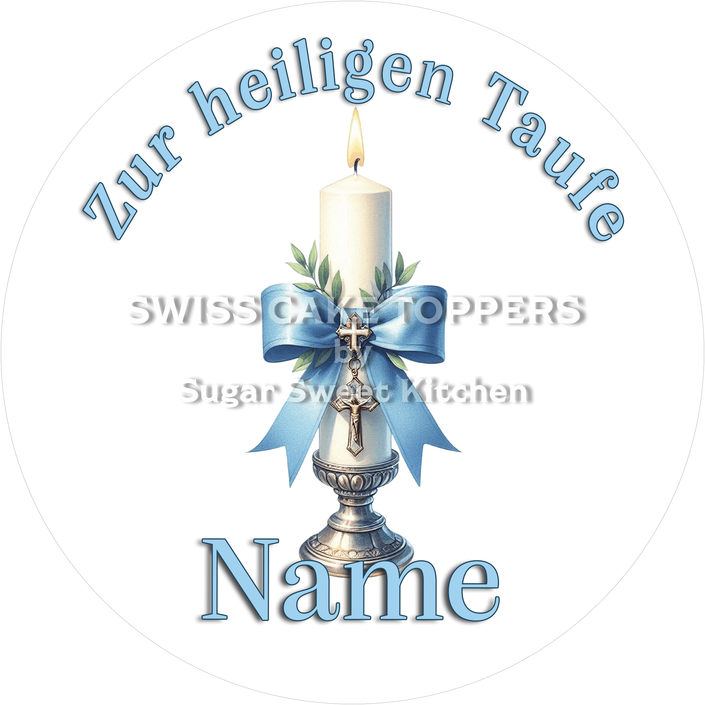 Individueller Tortenaufleger zur Taufe mit Namen - Fondant- Torten- & Cupcakeaufleger Sugar Sweet Kitchen