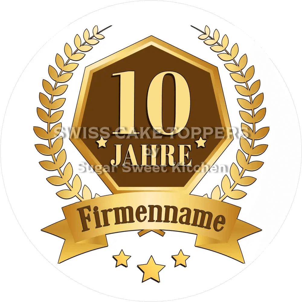 Jubiläums-Tortenaufleger „10 Jahre“ - Fondant- Torten- & Cupcakeaufleger Sugar Sweet Kitchen