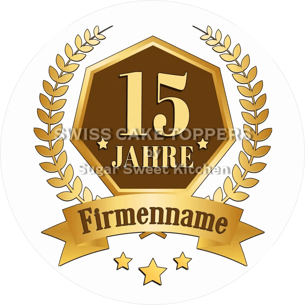Jubiläums-Tortenaufleger „15 Jahre“ - Fondant- Torten- & Cupcakeaufleger Sugar Sweet Kitchen