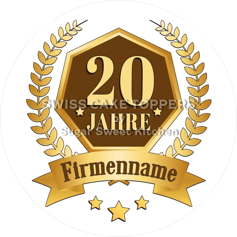 Jubiläums-Tortenaufleger „20 Jahre“ - Fondant- Torten- & Cupcakeaufleger Sugar Sweet Kitchen