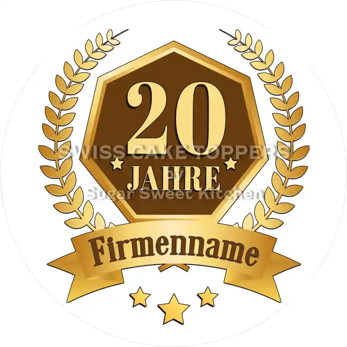 Jubiläums-Tortenaufleger „20 Jahre“ - Fondant- Torten- & Cupcakeaufleger Sugar Sweet Kitchen