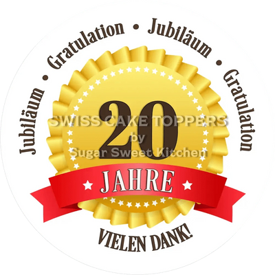 Jubiläums-Tortenaufleger „20 Jahre“ mit Text