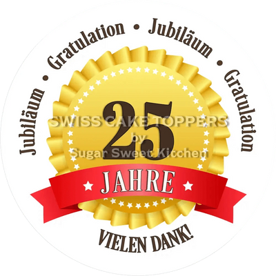 Jubiläums-Tortenaufleger „25 Jahre“ mit Text