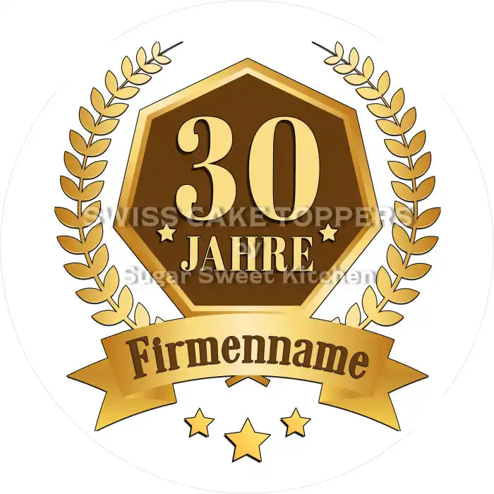 Jubiläums-Tortenaufleger „30 Jahre“ - Fondant- Torten- & Cupcakeaufleger Sugar Sweet Kitchen