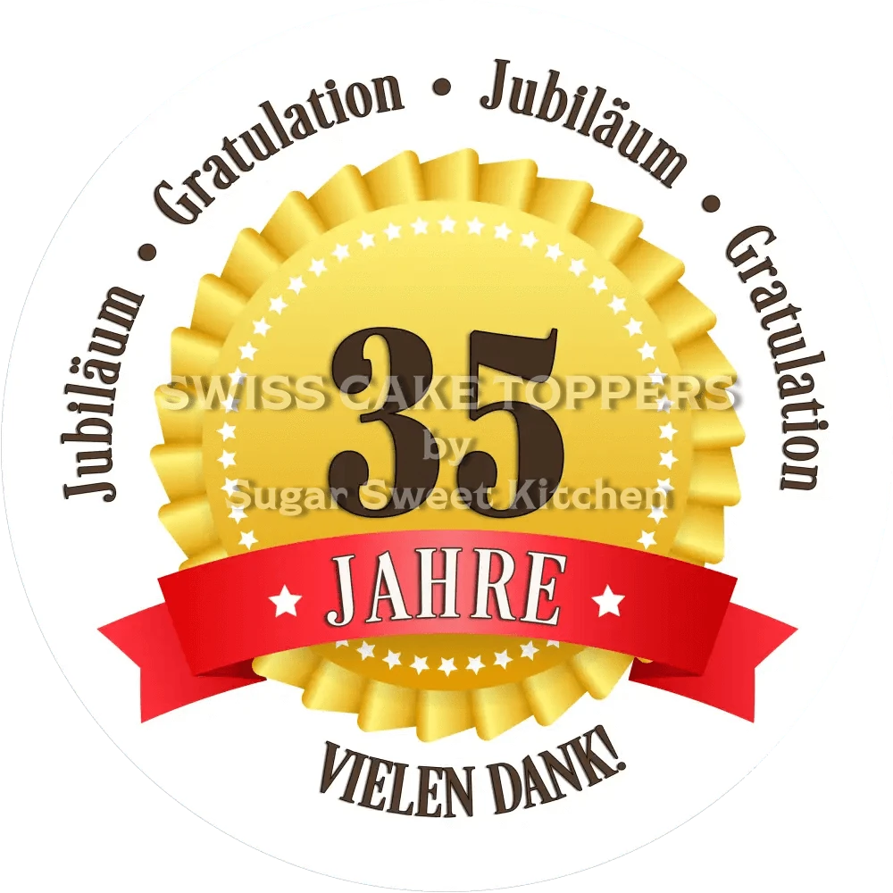 Jubiläums-Tortenaufleger „35 Jahre“ mit Text - Fondant- Torten- & Cupcakeaufleger Sugar Sweet Kitchen