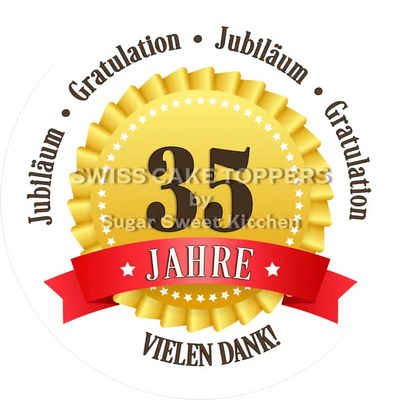 Jubiläums-Tortenaufleger „35 Jahre“ mit Text