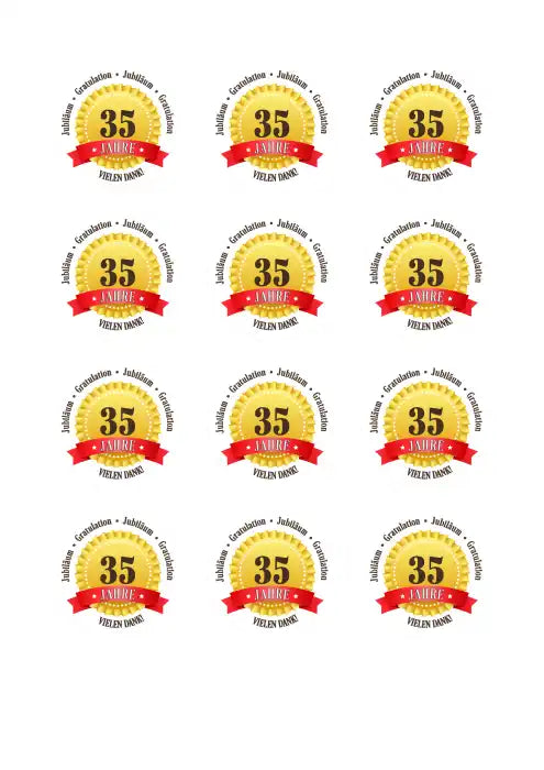 Jubiläums-Tortenaufleger „35 Jahre“ mit Text - Fondant- Torten- & Cupcakeaufleger Sugar Sweet Kitchen