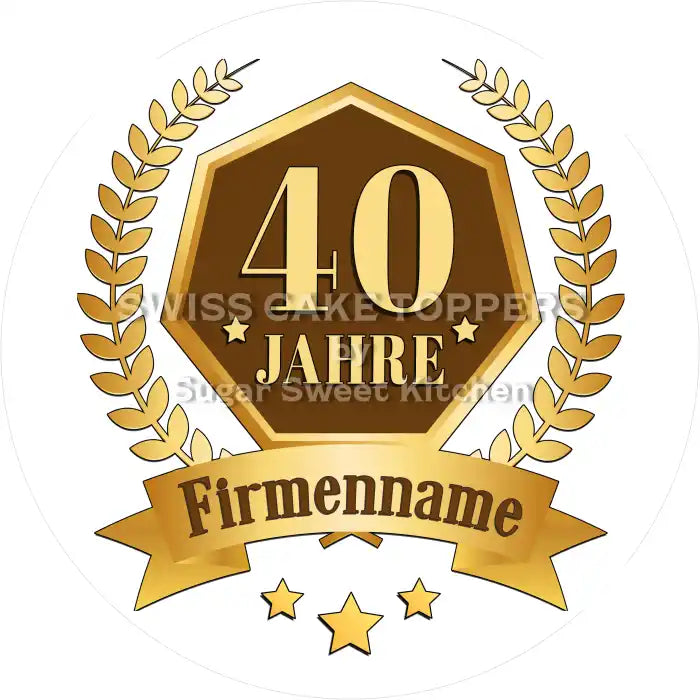 Jubiläums-Tortenaufleger „40 Jahre“ - Fondant- Torten- & Cupcakeaufleger Sugar Sweet Kitchen