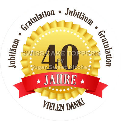 Jubiläums-Tortenaufleger „40 Jahre“ mit Text