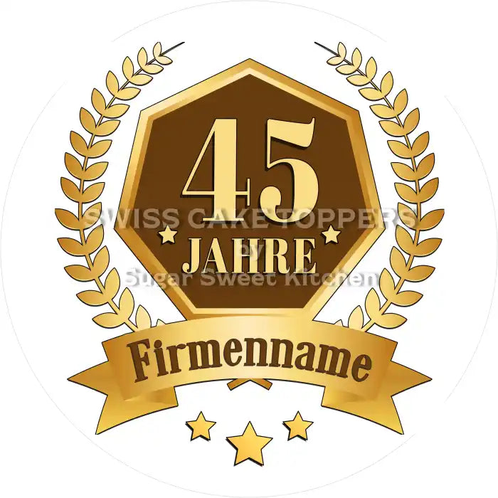 Jubiläums-Tortenaufleger „45 Jahre“ - Fondant- Torten- & Cupcakeaufleger Sugar Sweet Kitchen