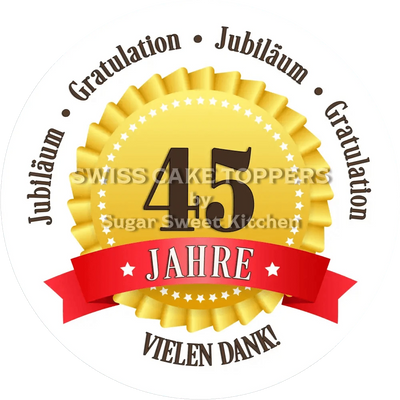 Jubiläums-Tortenaufleger „45 Jahre“ mit Text