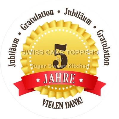 Jubiläums-Tortenaufleger „5 Jahre“ mit Text
