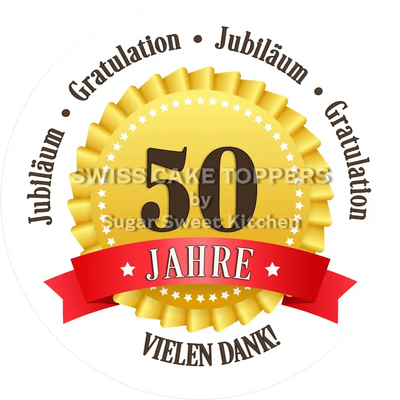 Jubiläums-Tortenaufleger „50 Jahre“ mit Text