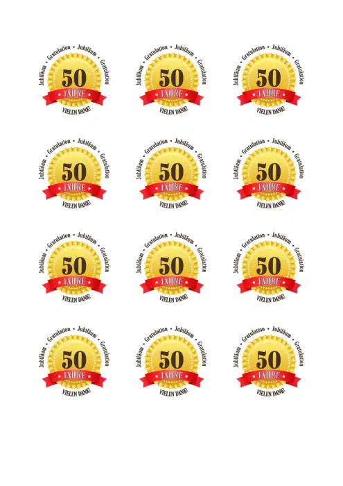 Jubiläums-Tortenaufleger „50 Jahre“ mit Text - Fondant- Torten- & Cupcakeaufleger Sugar Sweet Kitchen