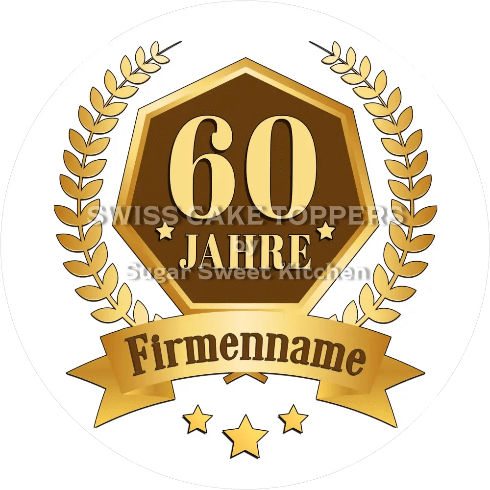 Jubiläums-Tortenaufleger „60 Jahre“ - Fondant- Torten- & Cupcakeaufleger Sugar Sweet Kitchen
