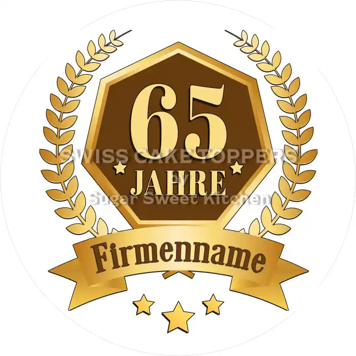 Jubiläums-Tortenaufleger „65 Jahre“ - Fondant- Torten- & Cupcakeaufleger Sugar Sweet Kitchen