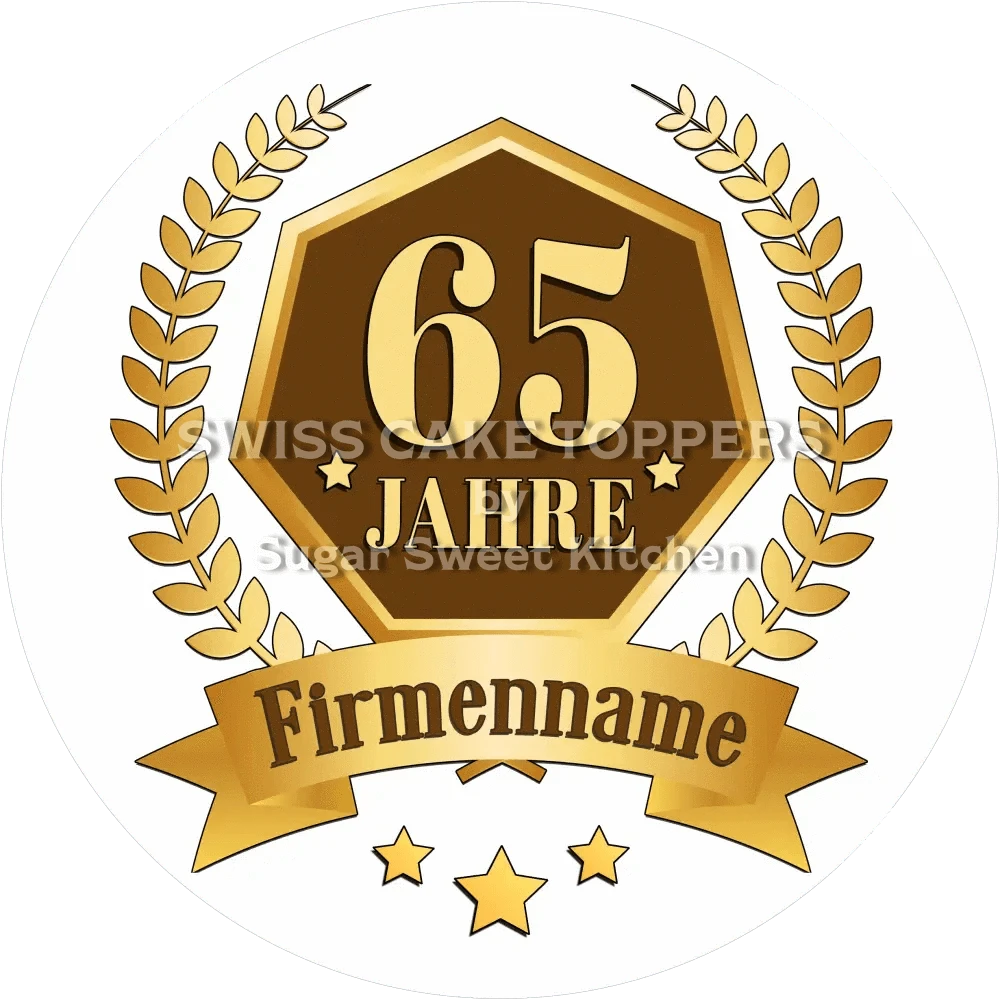 Jubiläums-Tortenaufleger „65 Jahre“ - Fondant- Torten- & Cupcakeaufleger Sugar Sweet Kitchen