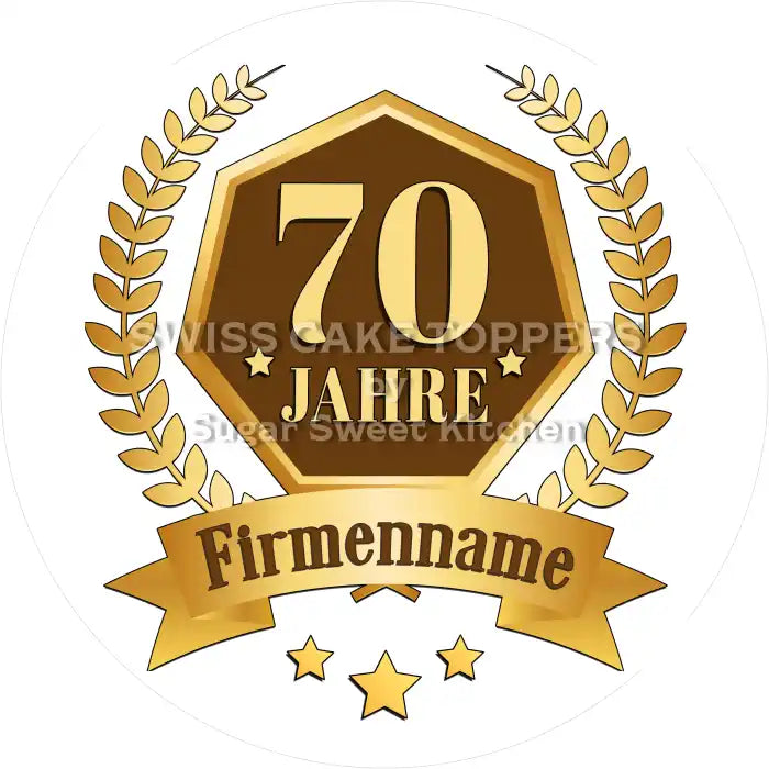 Jubiläums-Tortenaufleger „70 Jahre“ - Fondant- Torten- & Cupcakeaufleger Sugar Sweet Kitchen