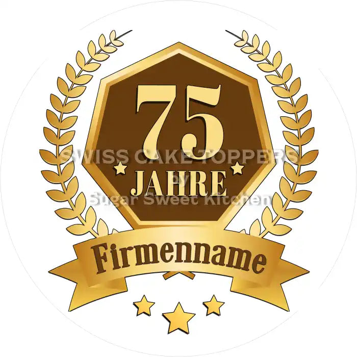 Jubiläums-Tortenaufleger „75 Jahre“ - Fondant- Torten- & Cupcakeaufleger Sugar Sweet Kitchen