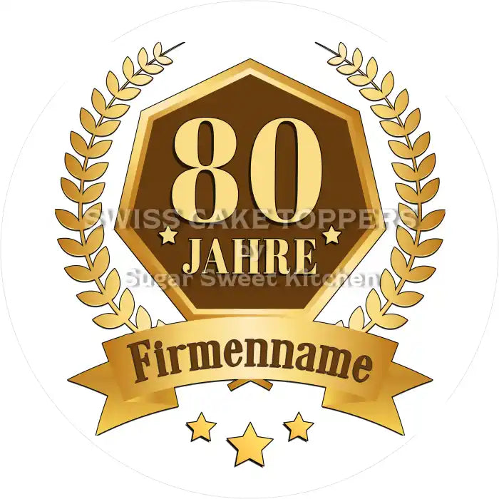 Jubiläums-Tortenaufleger „80 Jahre“ - Fondant- Torten- & Cupcakeaufleger Sugar Sweet Kitchen