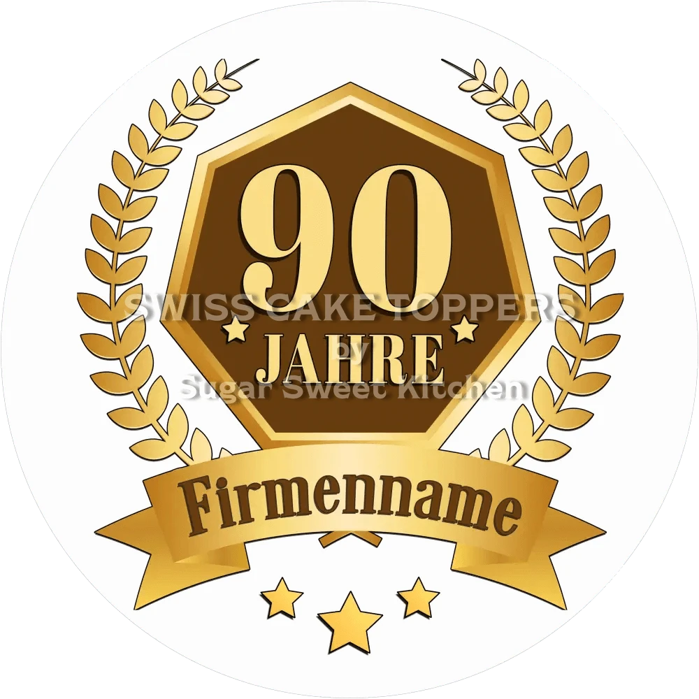 Jubiläums-Tortenaufleger „90 Jahre“ - Fondant- Torten- & Cupcakeaufleger Sugar Sweet Kitchen