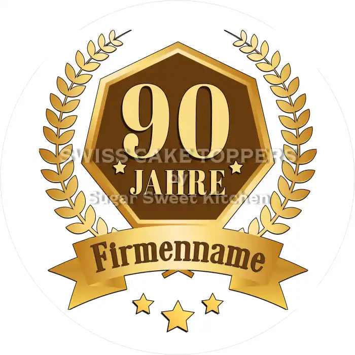 Jubiläums-Tortenaufleger „90 Jahre“ - Fondant- Torten- & Cupcakeaufleger Sugar Sweet Kitchen