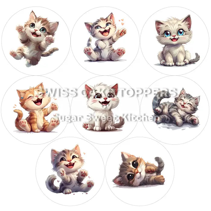 Katzen-Cupcakes- & Dessertaufleger 01 - Fondant- Torten- Cupcakeaufleger Sugar Sweet Kitchen