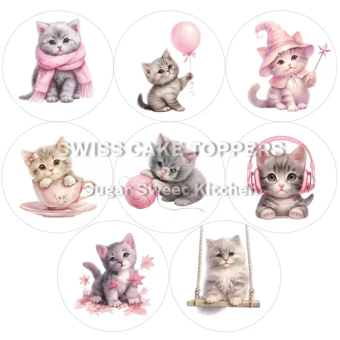 Katzen-Cupcakes- & Dessertaufleger 02 - Fondant- Torten- Cupcakeaufleger Sugar Sweet Kitchen