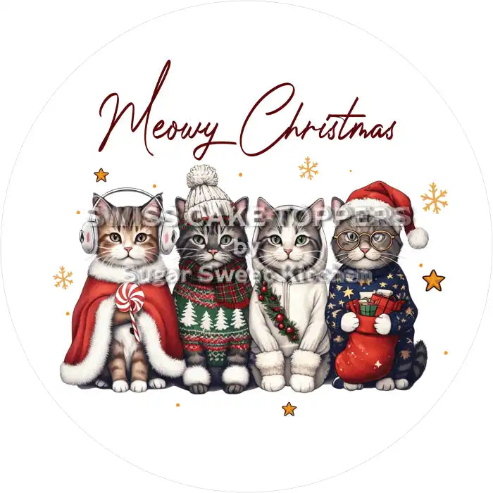 Katzen Weihnachts-Tortenaufleger15 - personalisierbar - Fondant- Torten- & Cupcakeaufleger Sugar Sweet Kitchen