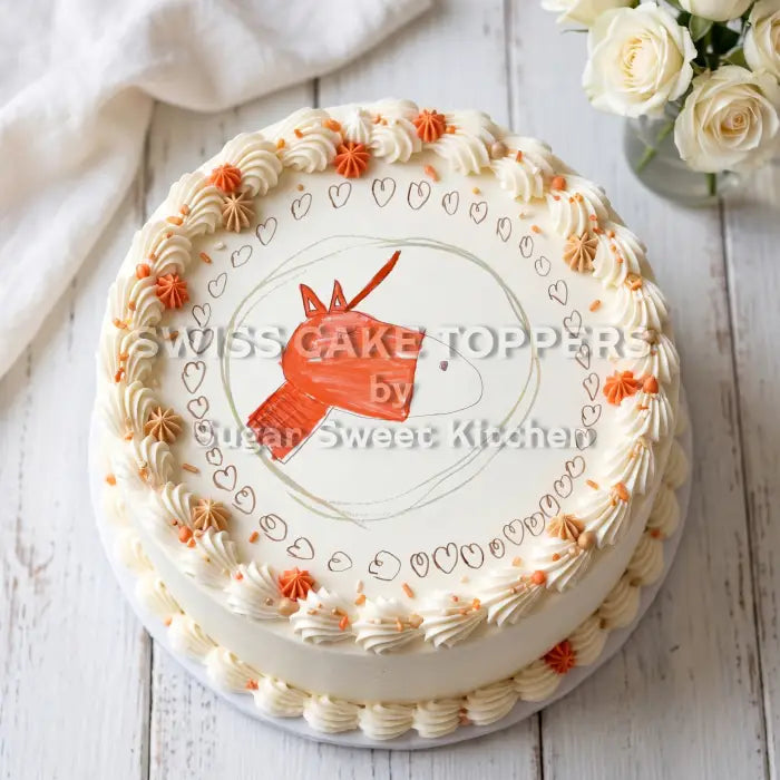 Kayla’s Zeichnung – als essbarer Tortenaufleger - personalisierbar - Fondant- Torten- & Cupcakeaufleger Sugar Sweet