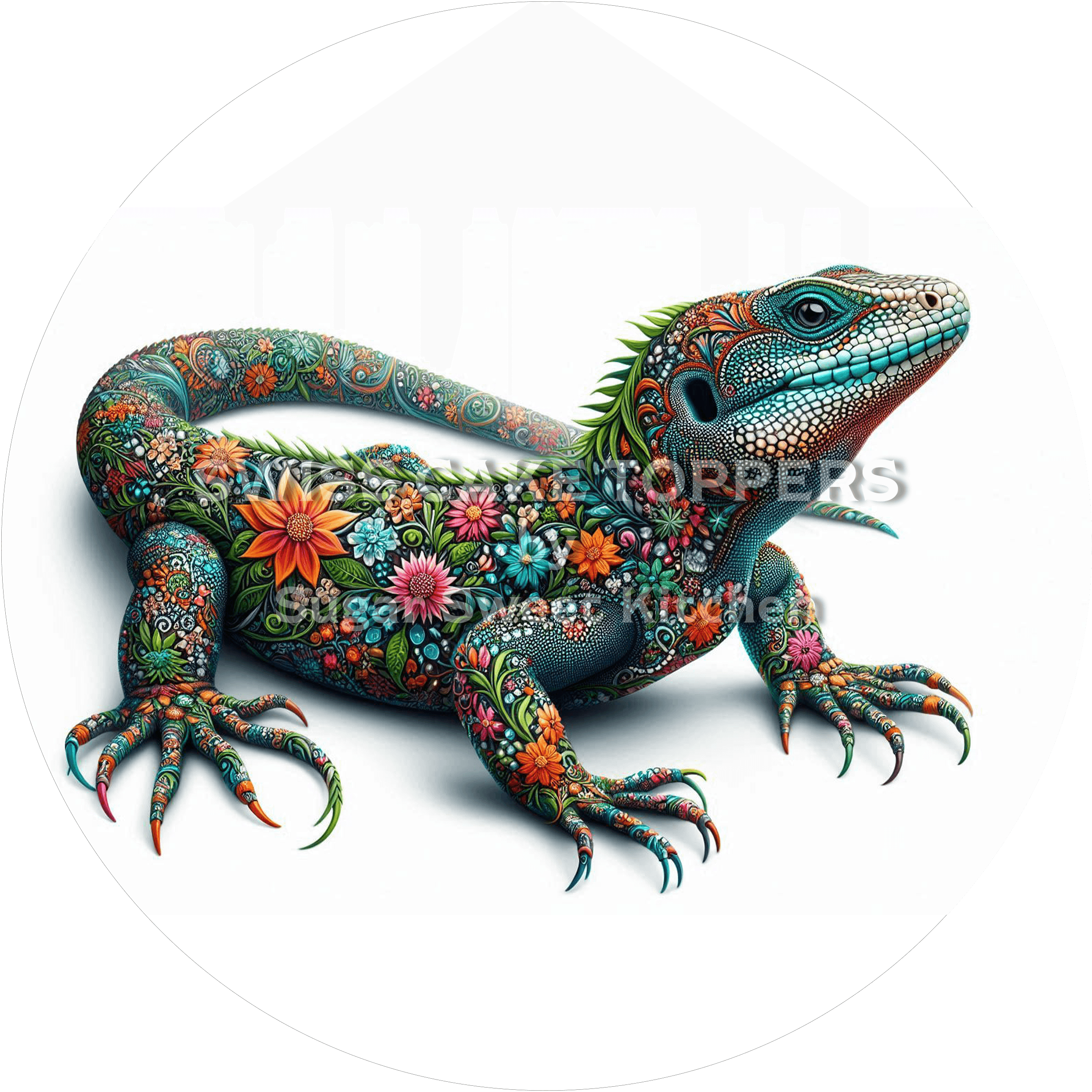 Kreativer Echsen-Tortenaufleger3 - personalisierbar - Fondant- Torten- & Cupcakeaufleger Sugar Sweet Kitchen