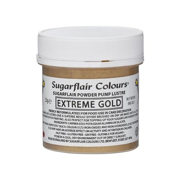 Lebensmittelpuder Extrem Gold Glitzer / 25 gr. - Lebensmittelfarben Sugar Sweet Kitchen