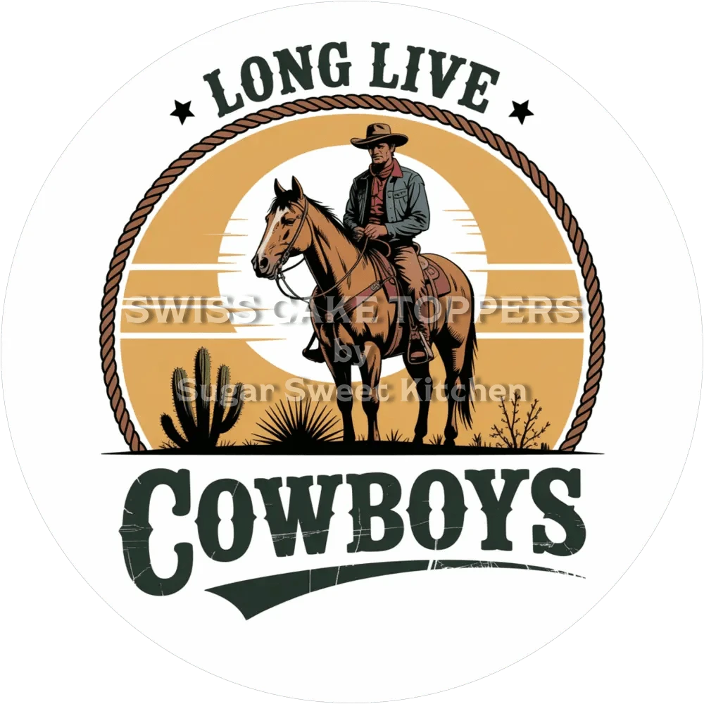 Long Live Cowboy-Tortenaufleger12 - personalisierbar - Fondant- Torten- & Cupcakeaufleger Sugar Sweet Kitchen