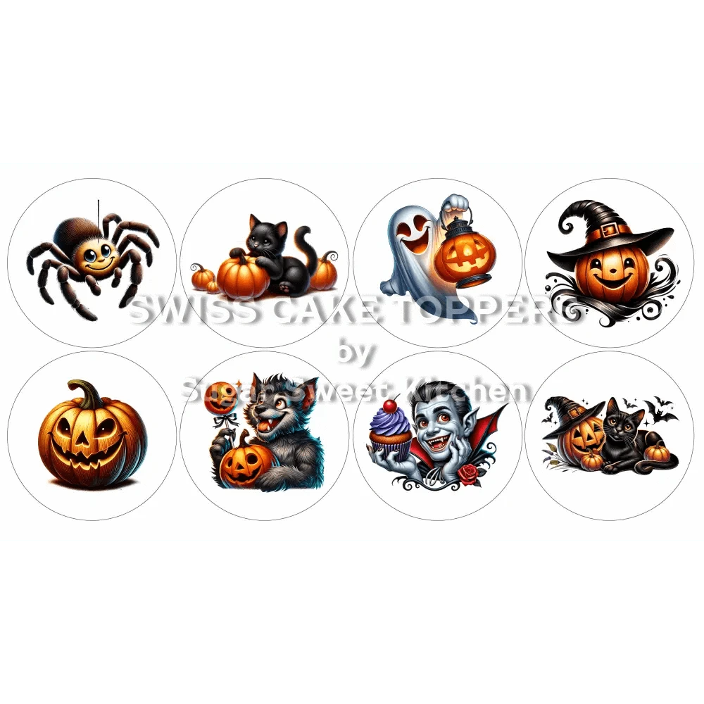 Lustige Halloween-Cupcakes- & Dessertaufleger1 - personalisierbar - Fondant- Torten- Cupcakeaufleger Sugar Sweet Kitchen